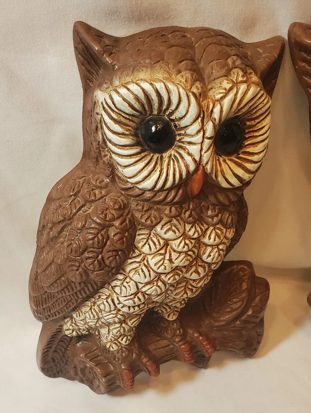 Homco Vtg 1970's Brown Foam Owl Wall Hangings Rustic Wall Decor. Set Of 2